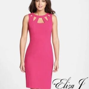 Eliza J. Bright PINK Body Con Cutouts Barbiecore Dress - Size 14